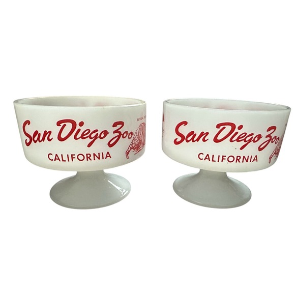San Diego Zoo White Animal Souvenir Glass‎ Glassware Drinkware Cup (Pair) 3x3.5 - Picture 2 of 10